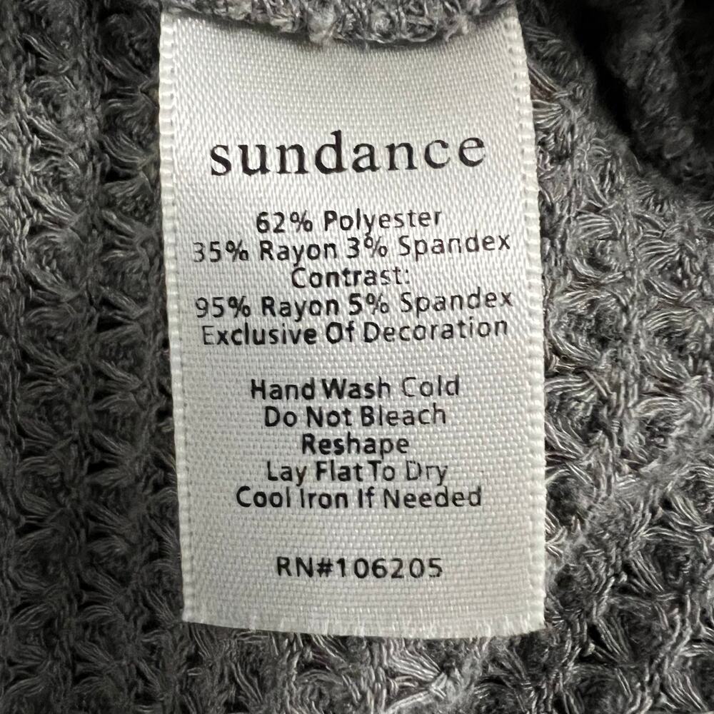 Sundance Long Sleeve Gray Thermal Waffle Knit Top Size Small - Picture 7 of 7